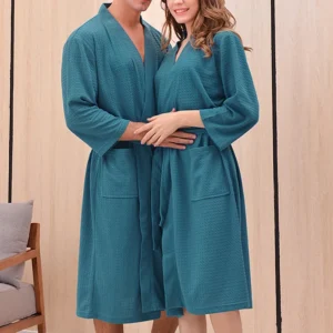 Women Men Bath Robe Waffle Shower